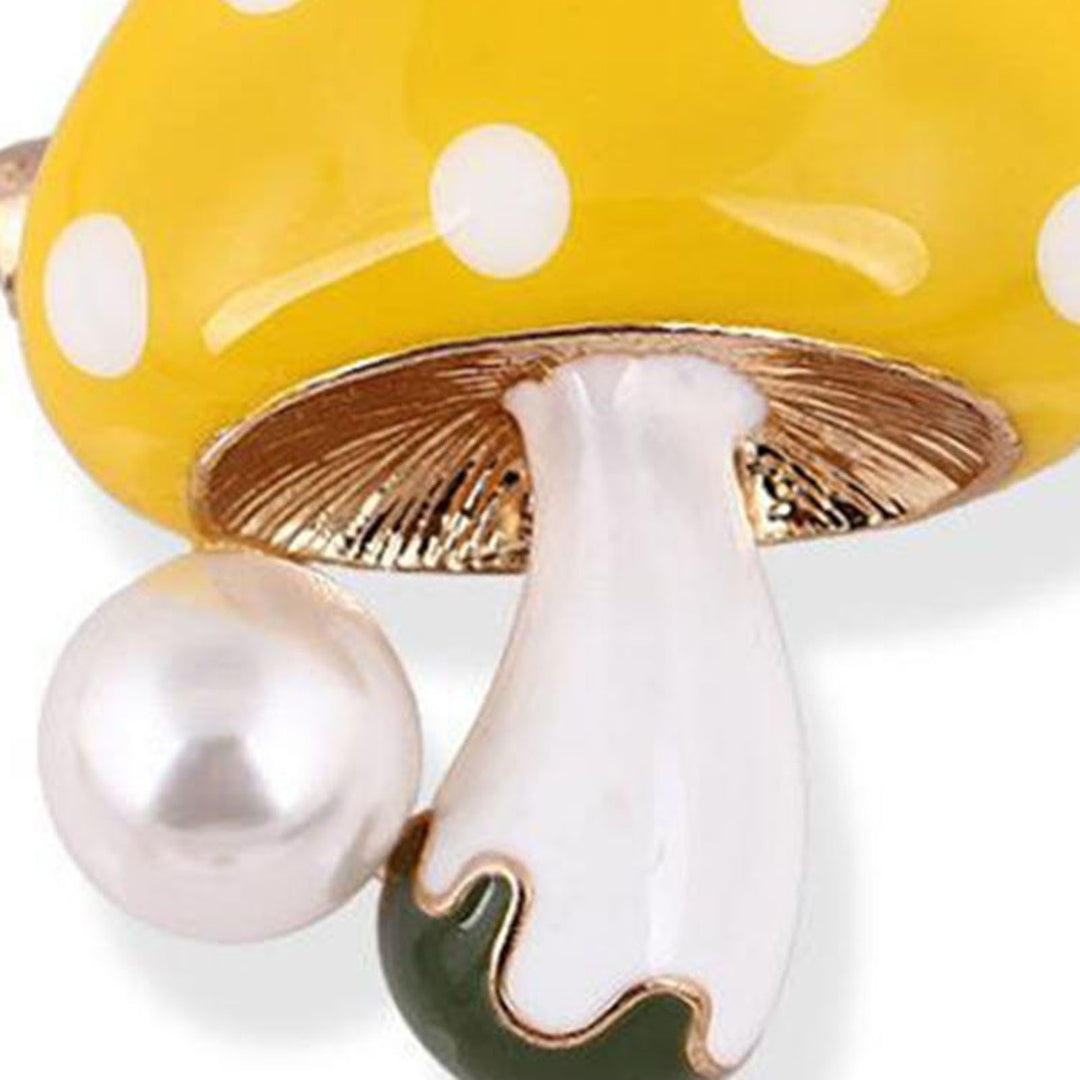 Unisex Brooch Pin Mushroom Faux Pearl Jewelry Plant Appearance Electroplating Badge Clothes Decor Image 12