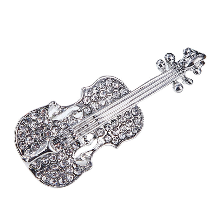 Brooch Pin Violin Rhinestones Jewelry Shiny Guitar Brooch Clothing Accessories Image 2