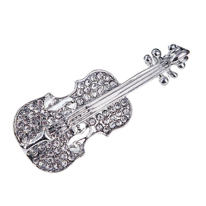 Brooch Pin Violin Rhinestones Jewelry Shiny Guitar Brooch Clothing Accessories Image 1