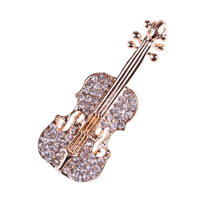 Brooch Pin Violin Rhinestones Jewelry Shiny Guitar Brooch Clothing Accessories Image 3