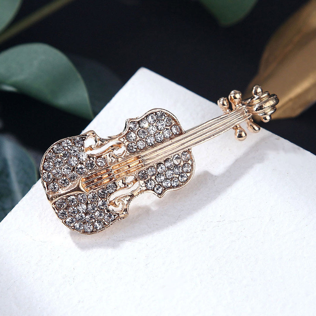 Brooch Pin Violin Rhinestones Jewelry Shiny Guitar Brooch Clothing Accessories Image 7