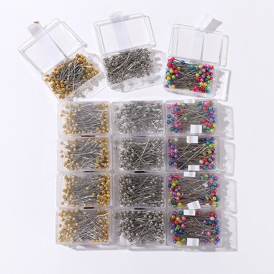 100Pcs/Box Colorful Round Top Hijab Pins with Storage Box One Tip Design Fixed Sewing Pins Handicrafts Tools Image 1