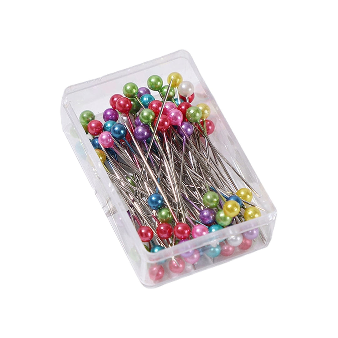 100Pcs/Box Colorful Round Top Hijab Pins with Storage Box One Tip Design Fixed Sewing Pins Handicrafts Tools Image 3