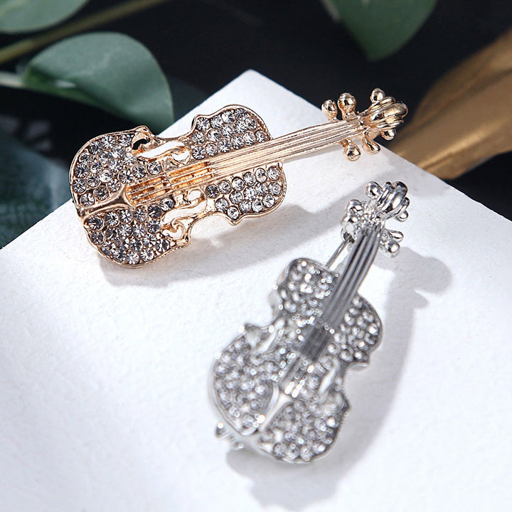 Brooch Pin Violin Rhinestones Jewelry Shiny Guitar Brooch Clothing Accessories Image 10