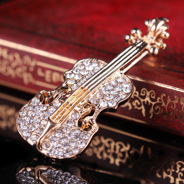 Brooch Pin Violin Rhinestones Jewelry Shiny Guitar Brooch Clothing Accessories Image 11