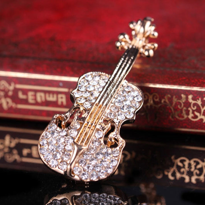 Brooch Pin Violin Rhinestones Jewelry Shiny Guitar Brooch Clothing Accessories Image 12