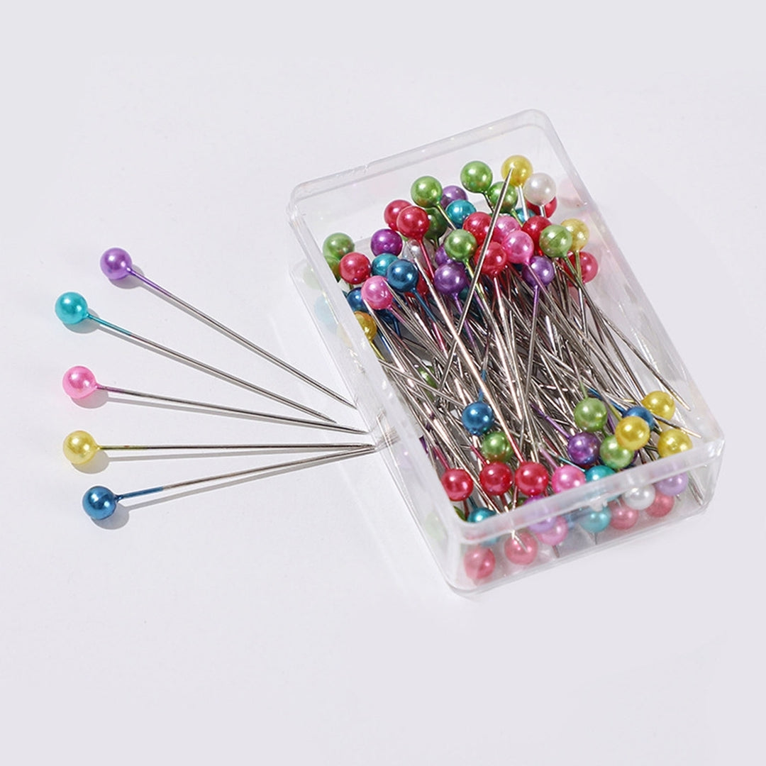 100Pcs/Box Colorful Round Top Hijab Pins with Storage Box One Tip Design Fixed Sewing Pins Handicrafts Tools Image 7