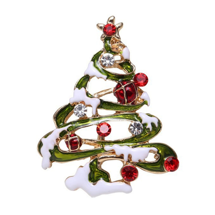 Christmas Brooch Simple Creative Fine Workmanship Good-Looking Xmas Tree Rhinestone Brooch for Dating Image 3