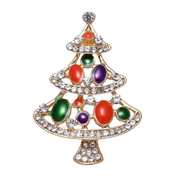 Christmas Brooch Simple Creative Fine Workmanship Good-Looking Xmas Tree Rhinestone Brooch for Dating Image 4