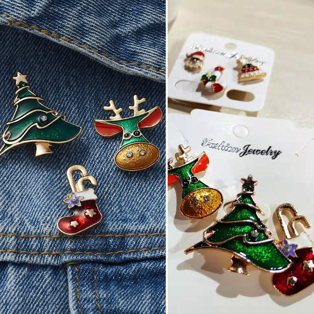 3Pcs/Set Christmas Brooches Jewelry Clothes Accessories Image 1