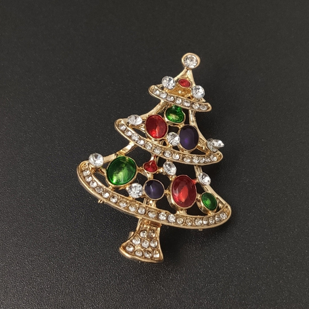 Christmas Brooch Simple Creative Fine Workmanship Good-Looking Xmas Tree Rhinestone Brooch for Dating Image 11