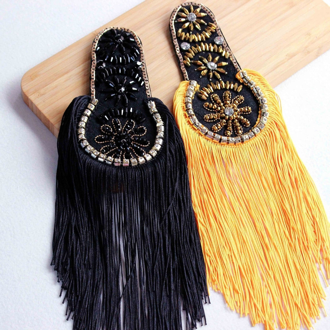 Epaulette Decorative Rhinestone All-match DIY British Style Clothes Patch Tassel Epaulette for Clothes Decor Image 1