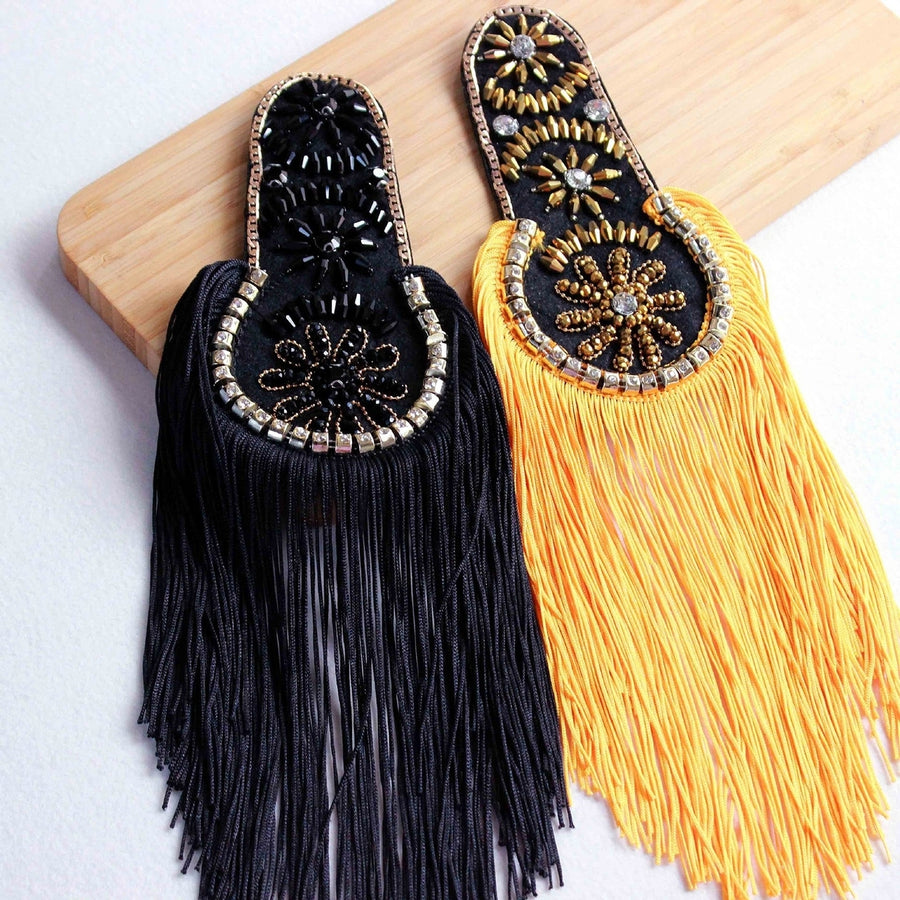 Epaulette Decorative Rhinestone All-match DIY British Style Clothes Patch Tassel Epaulette for Clothes Decor Image 1