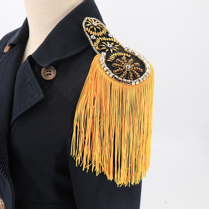 Epaulette Decorative Rhinestone All-match DIY British Style Clothes Patch Tassel Epaulette for Clothes Decor Image 4