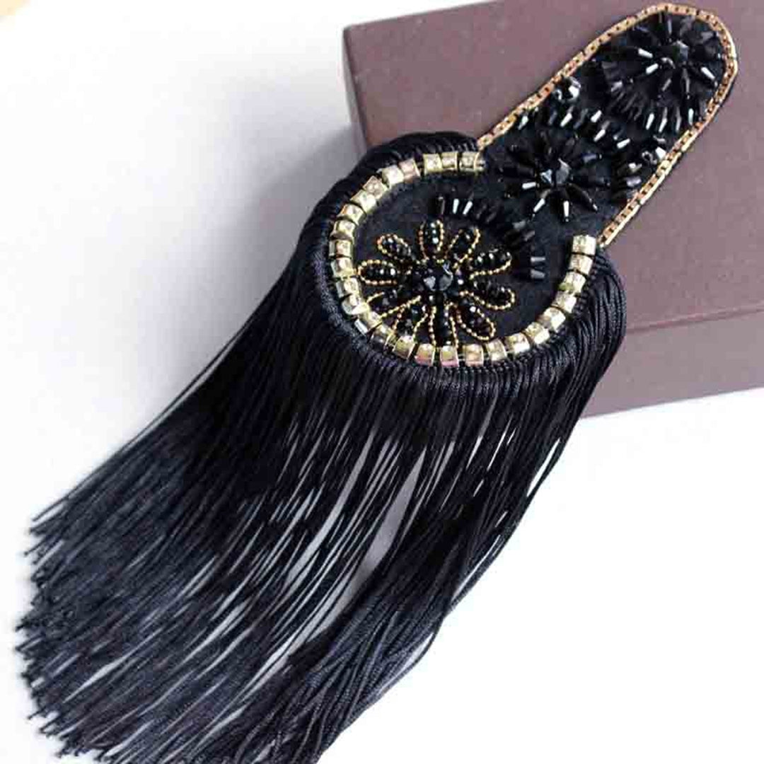 Epaulette Decorative Rhinestone All-match DIY British Style Clothes Patch Tassel Epaulette for Clothes Decor Image 4