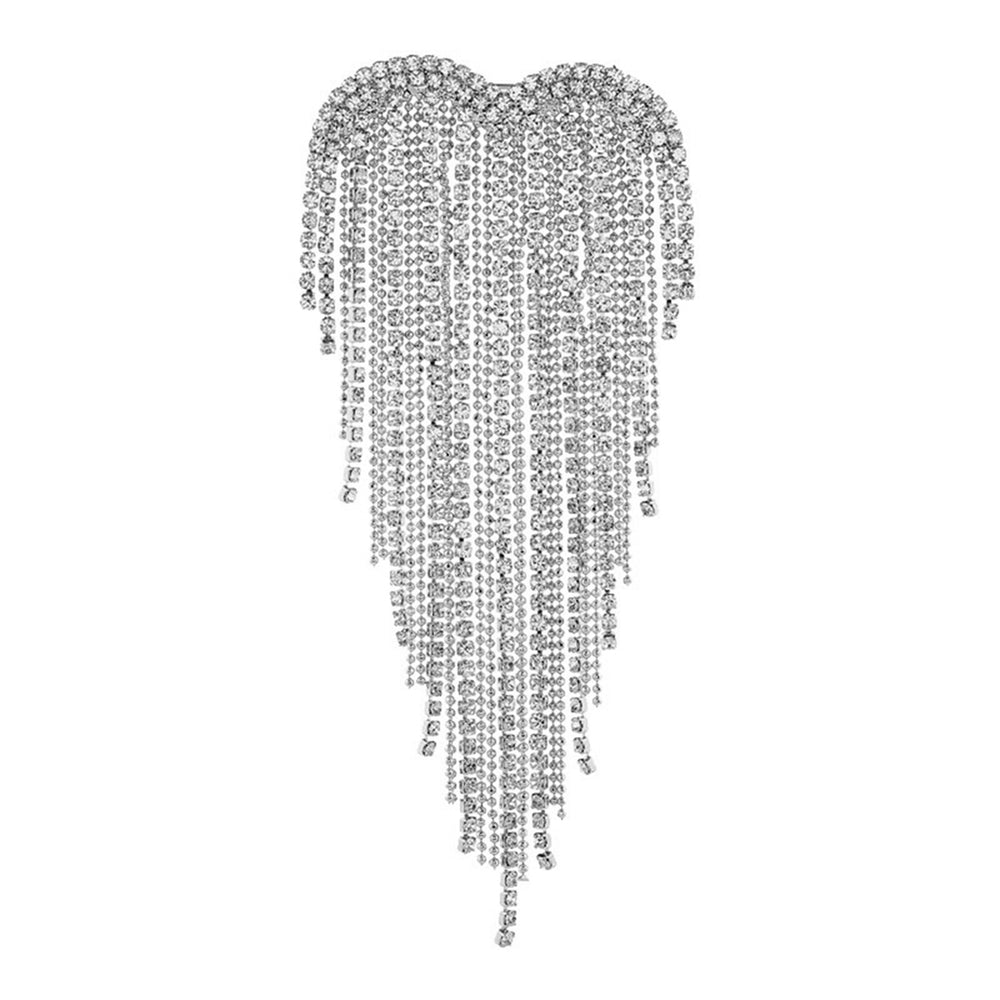 Heart Tassels Brooch Golden/Silver Color Elegant DIY Clothing Accessories Sparkling Rhinestone Women Tassels Pin for Image 2