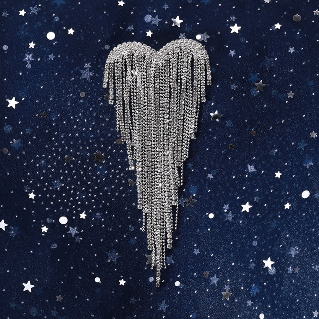 Heart Tassels Brooch Golden/Silver Color Elegant DIY Clothing Accessories Sparkling Rhinestone Women Tassels Pin for Image 6