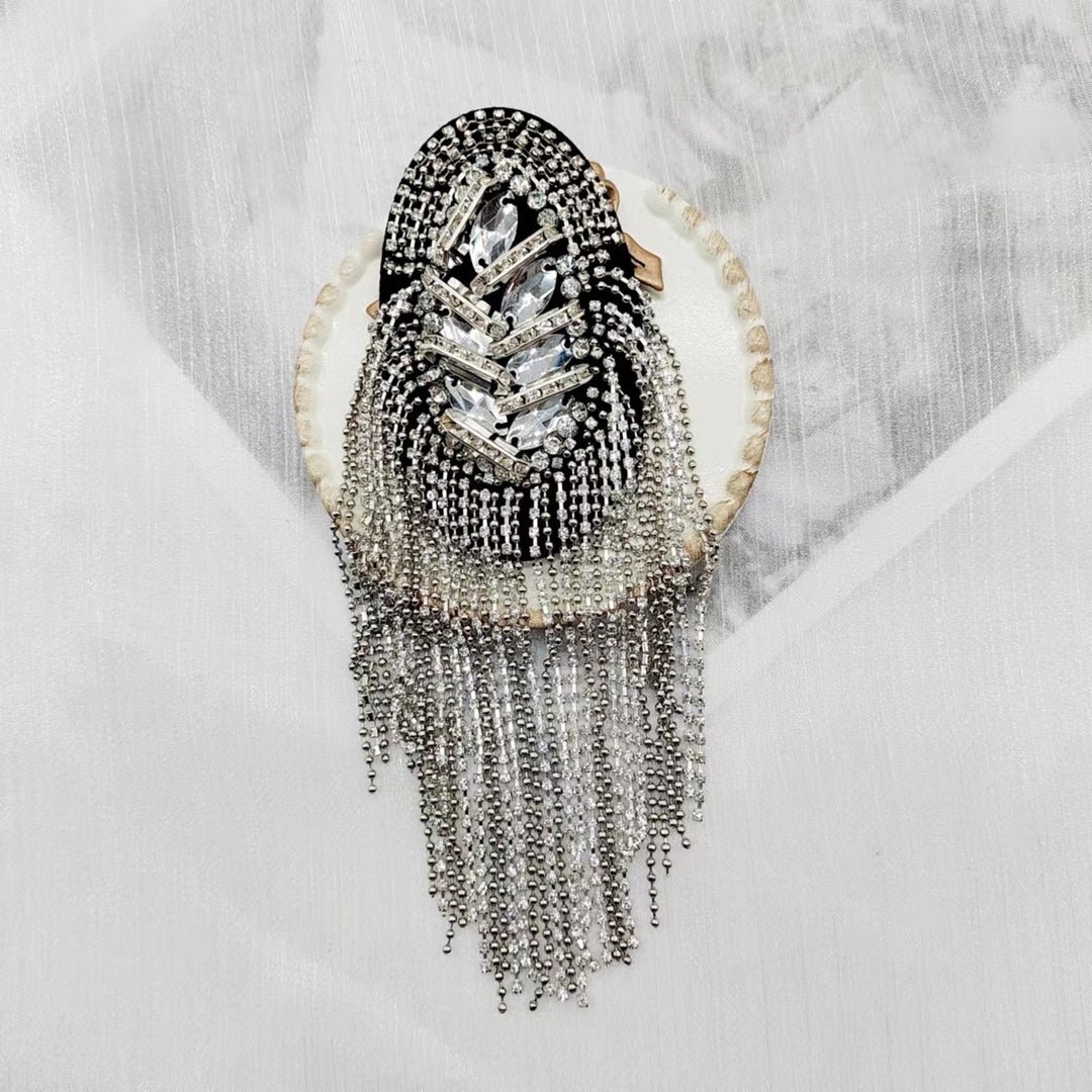 Shoulder Tassels Epaulet Beaded Tassels Chain Rhinestones DIY Clothing Accessories Men Women Shoulder Board Badge Brooch Image 4