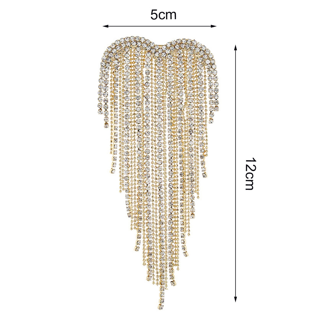 Heart Tassels Brooch Golden/Silver Color Elegant DIY Clothing Accessories Sparkling Rhinestone Women Tassels Pin for Image 7