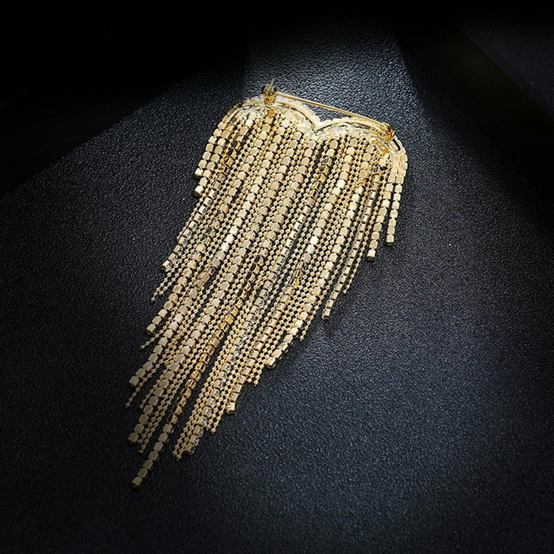 Heart Tassels Brooch Golden/Silver Color Elegant DIY Clothing Accessories Sparkling Rhinestone Women Tassels Pin for Image 8