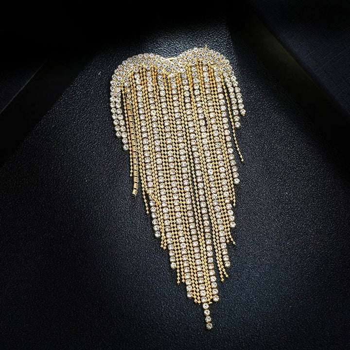 Heart Tassels Brooch Golden/Silver Color Elegant DIY Clothing Accessories Sparkling Rhinestone Women Tassels Pin for Image 9