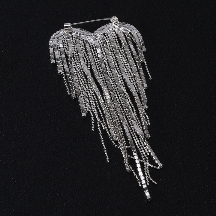 Heart Tassels Brooch Golden/Silver Color Elegant DIY Clothing Accessories Sparkling Rhinestone Women Tassels Pin for Image 10