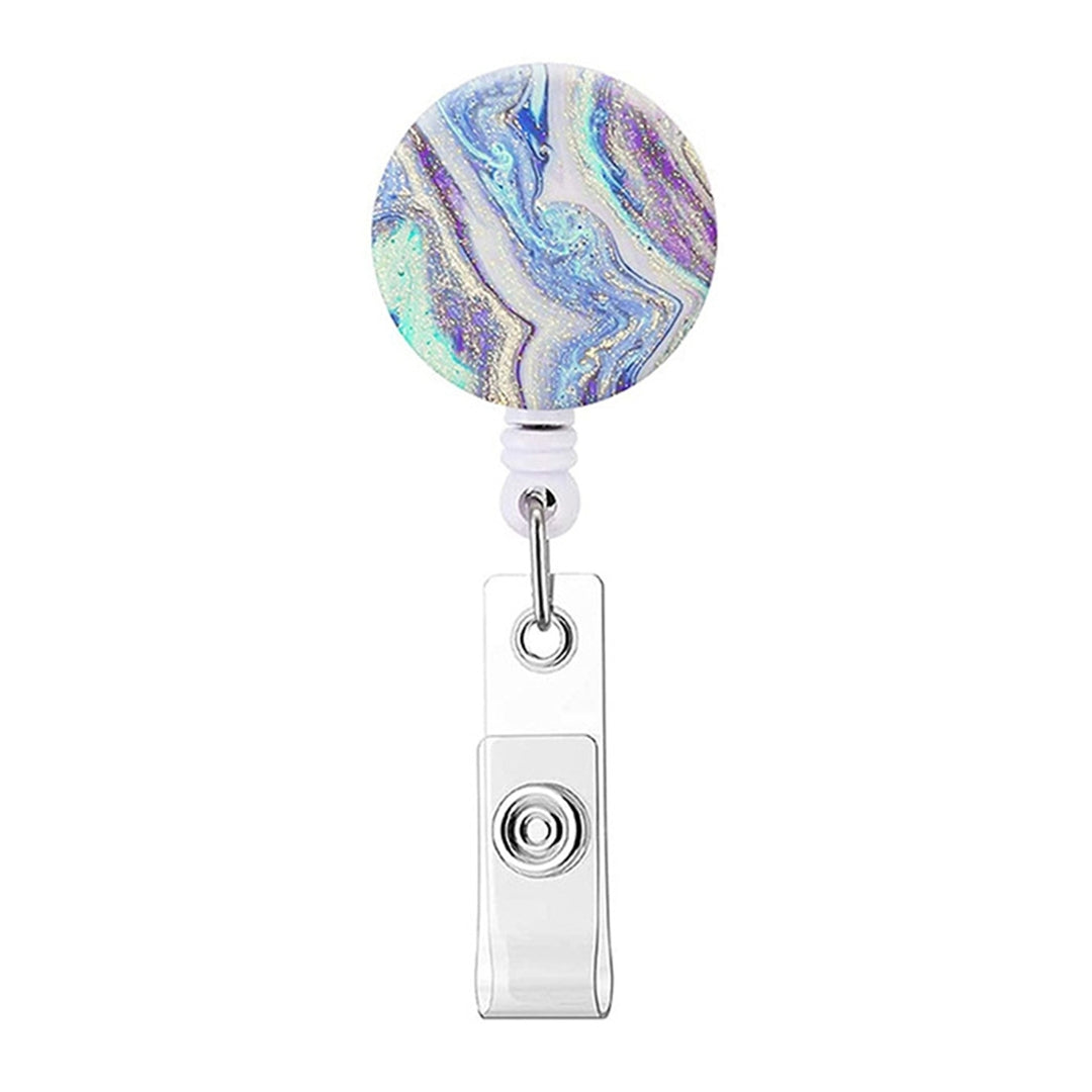 Brooch Pin Gilding Marblizing Butterfly Retractable Lanyard Rotatable Anti-lost Colorful Nurse Work Card Clip ID Name Image 9