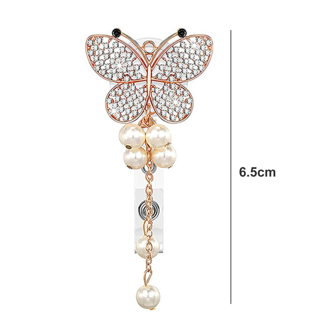 ID Badge Holder with Clip Heavy Duty Retractable Fancy Rhinestone Butterflies Badge Holder Reel Fashion Jewelry Image 10