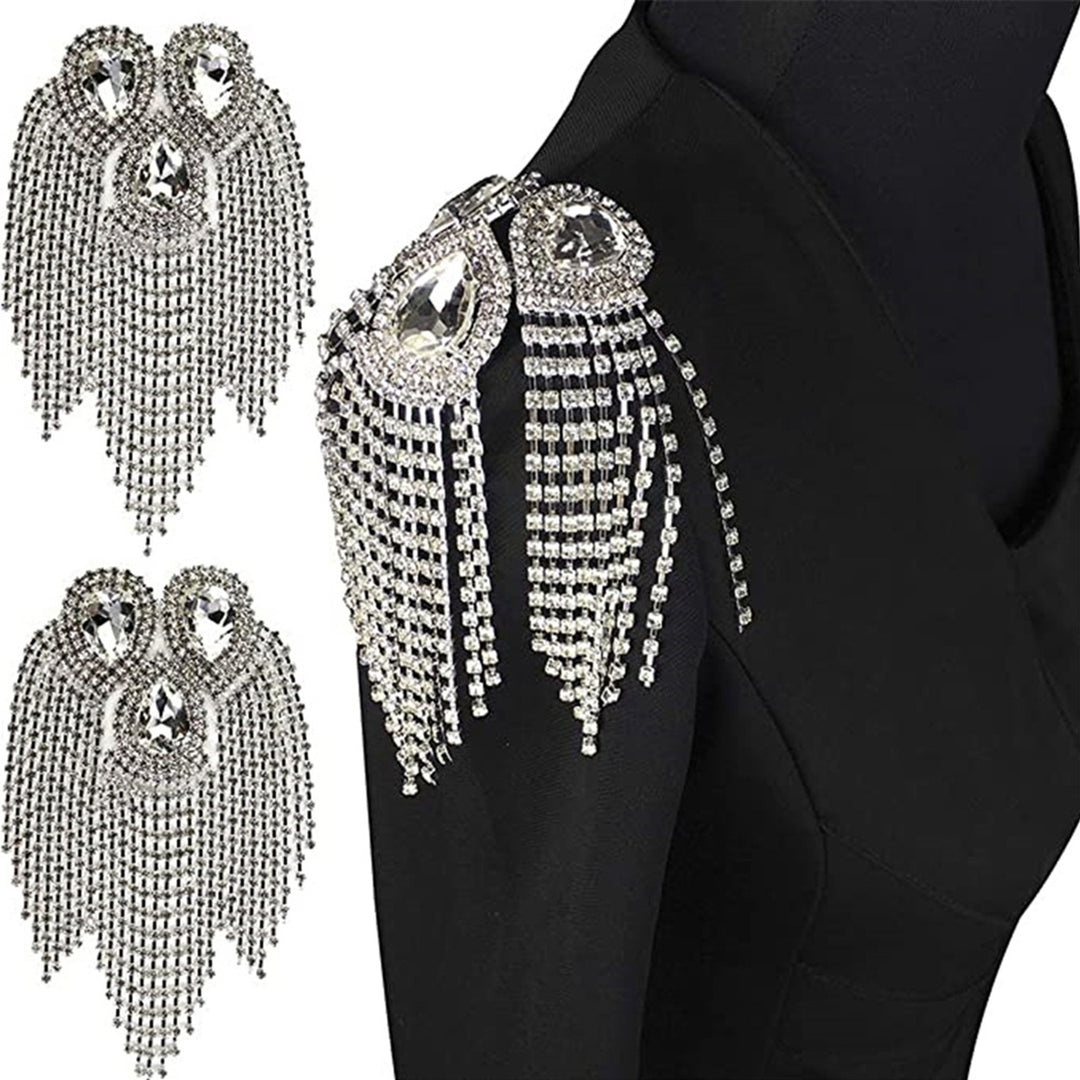 Shoulder Epaulet Rhinestone Tassels DIY Men Women Shoulder Board Badge Brooch Business Suit Accessories Image 1