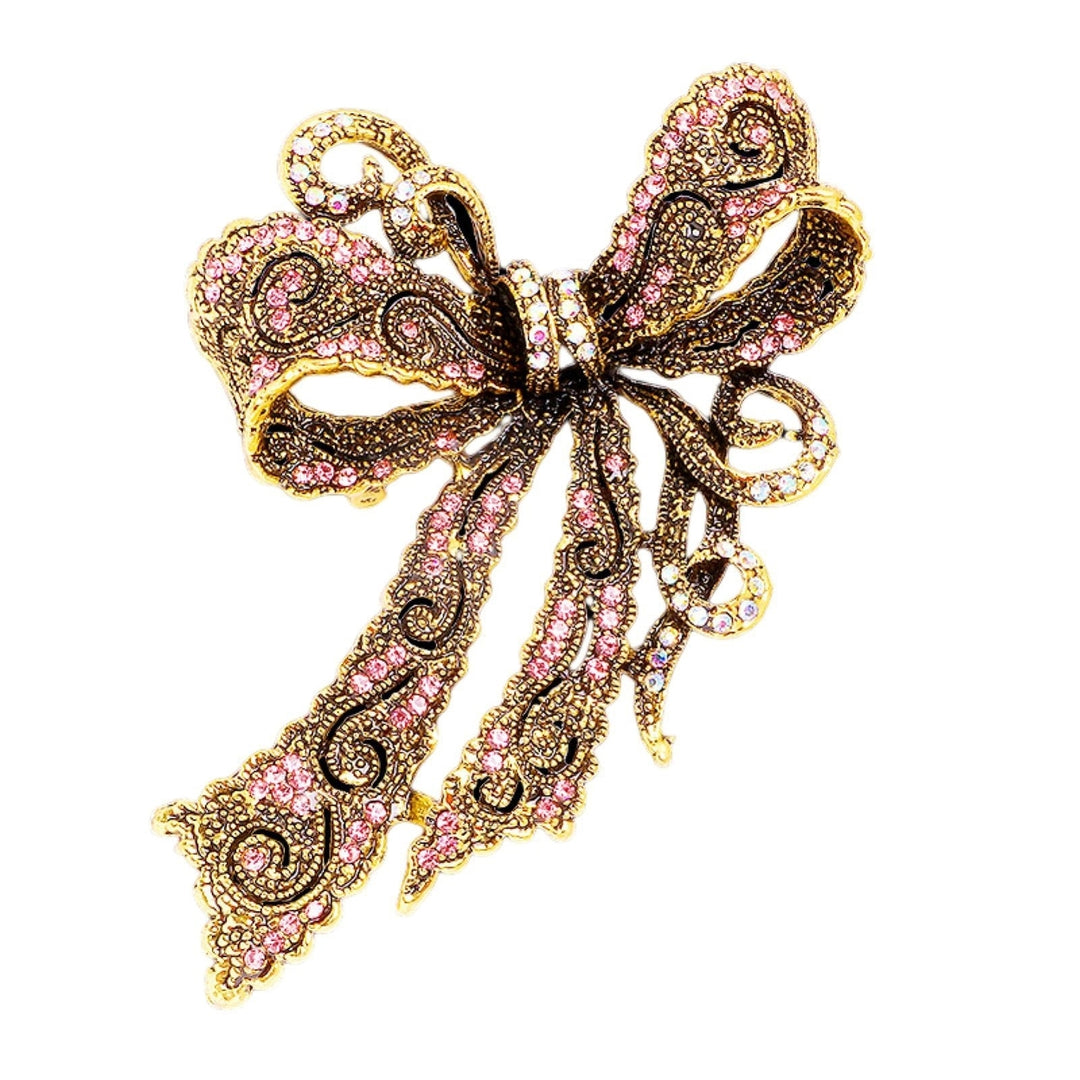 Clothing Brooch Personality Exquisite Compact Ornamental Solid Show Charm Alloy Rhinestone Bow-knot Badge Pin Birthday Image 4