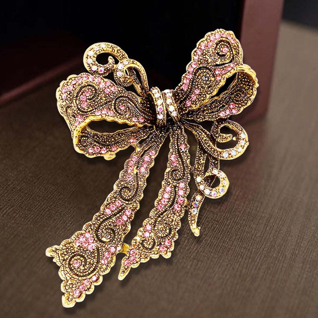 Clothing Brooch Personality Exquisite Compact Ornamental Solid Show Charm Alloy Rhinestone Bow-knot Badge Pin Birthday Image 10