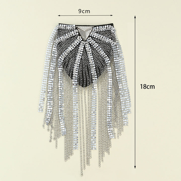 Shoulder Epaulet Long Tassels Metal Sequins Rhinestone DIY Elegant Men Women Shoulder Board Badge Brooch Business Suit Image 9