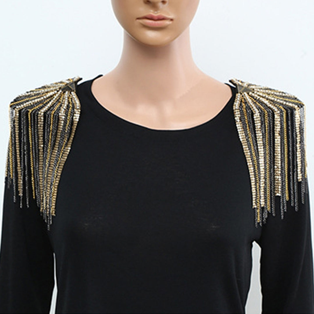 Shoulder Epaulet Long Tassels Metal Sequins Rhinestone DIY Elegant Men Women Shoulder Board Badge Brooch Business Suit Image 11