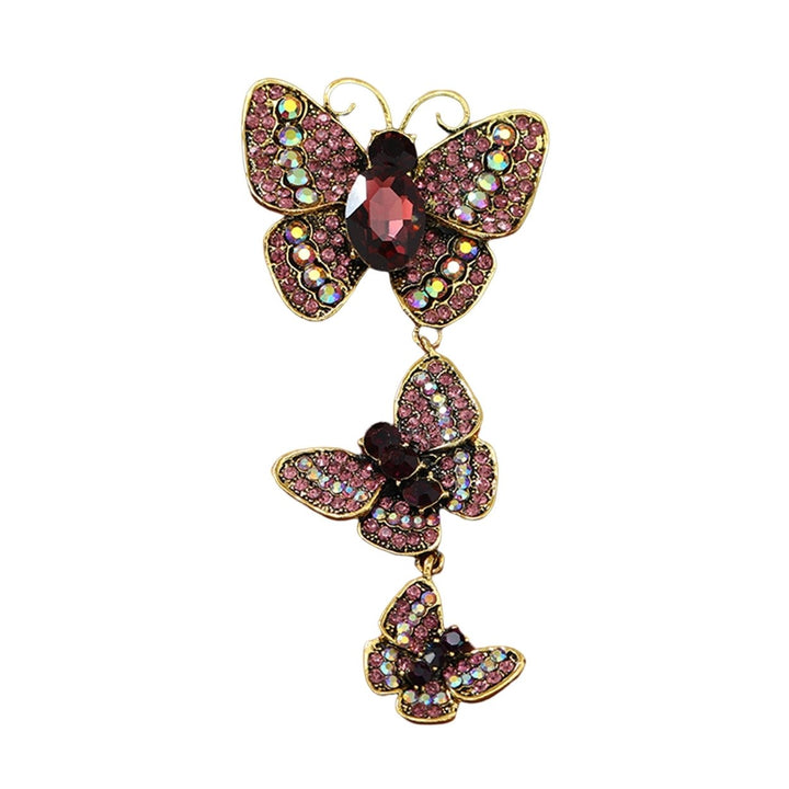 Butterflies Brooch Luxury Elegant Gift Noble Rhinestone Inlaid 3 Butterflies Tassel Business Suit Lapel Pin Fashion Image 1