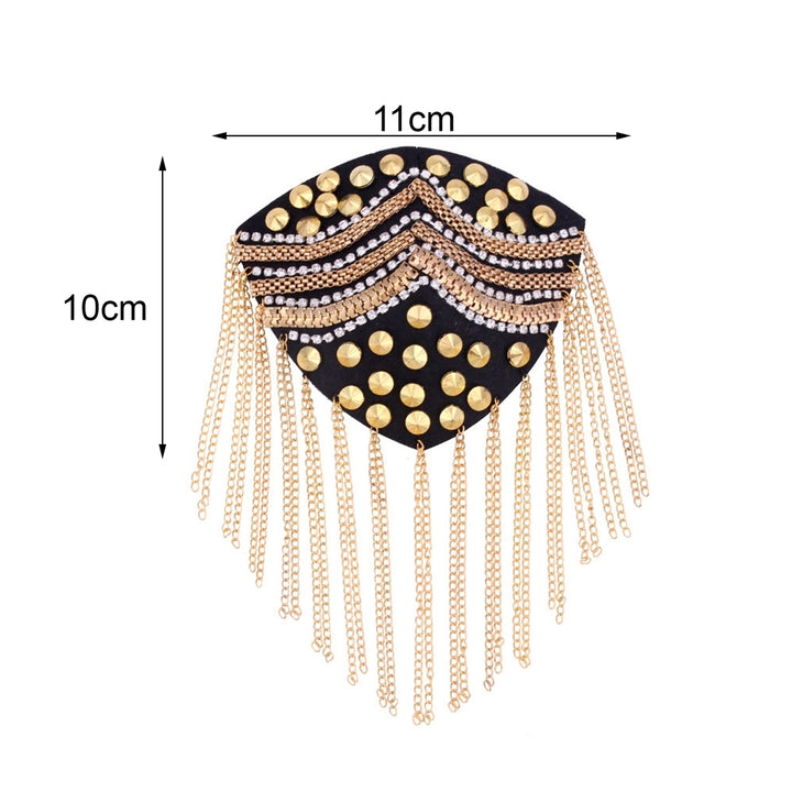 Shoulder Tassels Epaulet Chain Tassels Rivets DIY Clothes Decor Men Women Shoulder Board Badge Brooch Business Suit Image 6