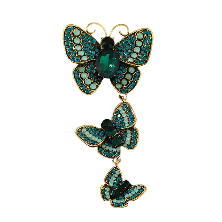 Butterflies Brooch Luxury Elegant Gift Noble Rhinestone Inlaid 3 Butterflies Tassel Business Suit Lapel Pin Fashion Image 4