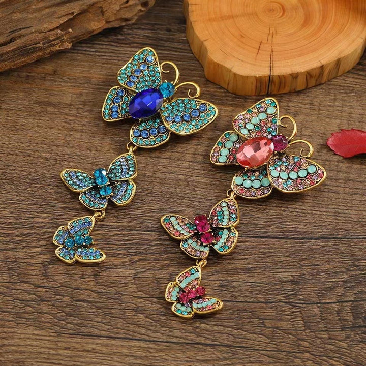 Butterflies Brooch Luxury Elegant Gift Noble Rhinestone Inlaid 3 Butterflies Tassel Business Suit Lapel Pin Fashion Image 8