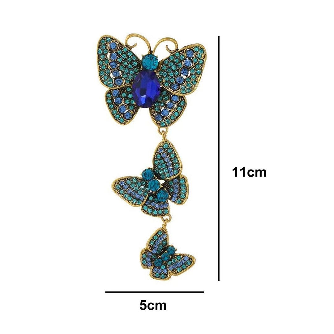 Butterflies Brooch Luxury Elegant Gift Noble Rhinestone Inlaid 3 Butterflies Tassel Business Suit Lapel Pin Fashion Image 10