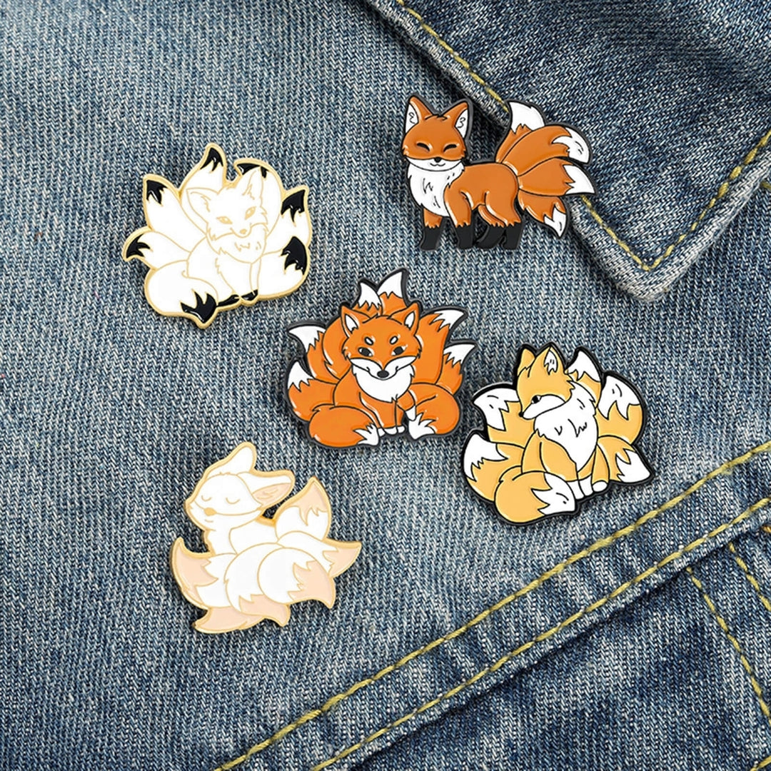 Lapel Pin Cartoon Electroplating Exquisite Geometric Vivid Clothes Decoration Rust-resistant Fox Rabbit Brooch Badge Image 1