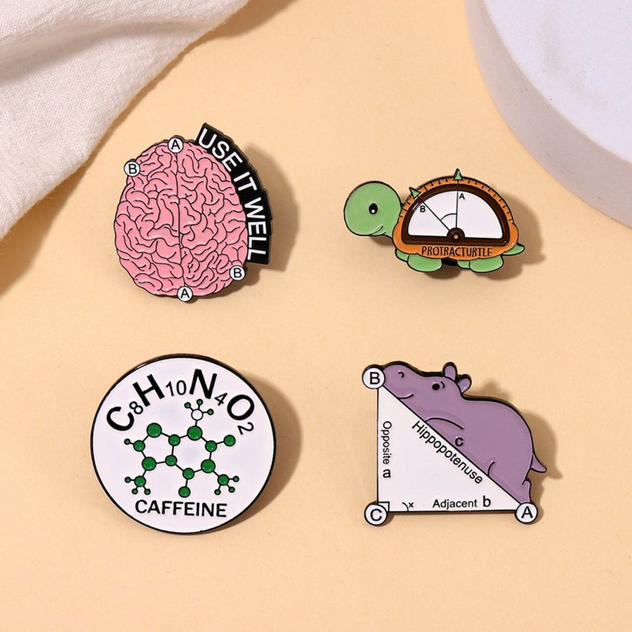 Geometric Formula Enamel Pin Color Paint Cartoon Animal Lapel Badge Decoration Clothing Accessories Image 1