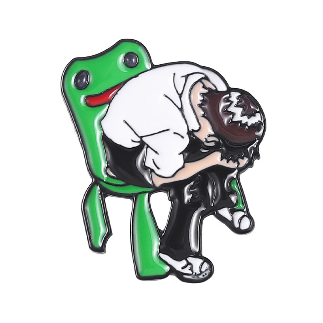 Cartoon Enamel Pin Sad Man Sitting on Chair Design Paint Finish Rust-resistant Non-fading Lapel Badge Jewelry Accessory Image 3