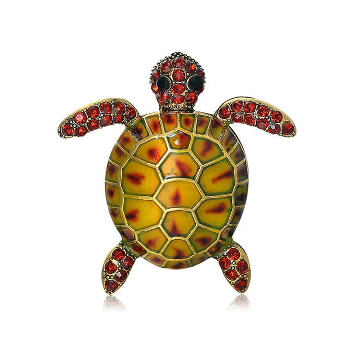 Sea Turtle Brooch Oil-dripping Rhinestone Animal Shape Retro Personality Gift Alloy Women Men Business Suit Lapel Pin Image 3