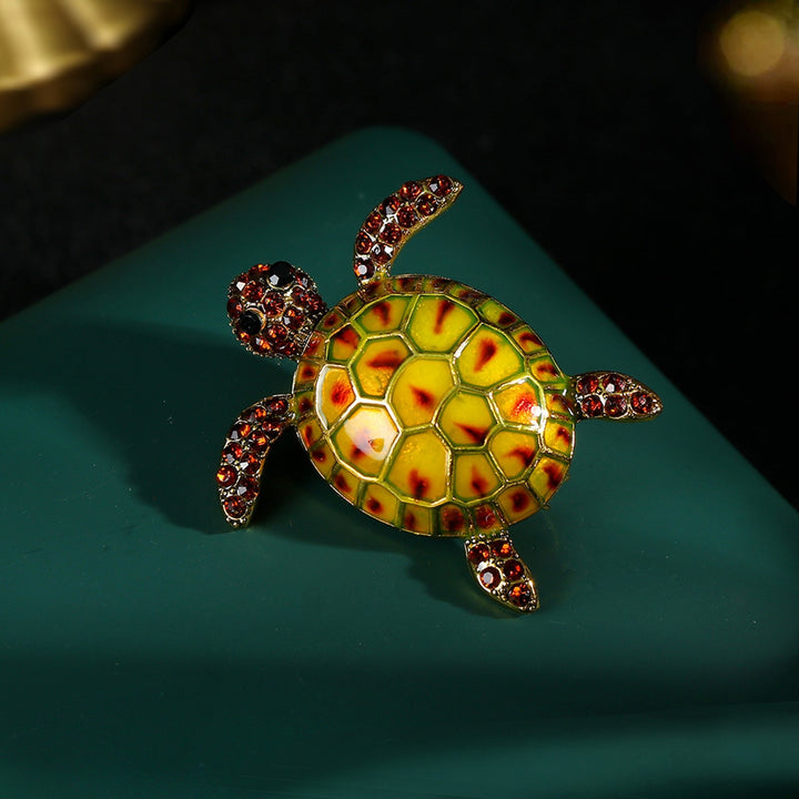 Sea Turtle Brooch Oil-dripping Rhinestone Animal Shape Retro Personality Gift Alloy Women Men Business Suit Lapel Pin Image 6