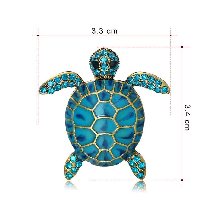 Sea Turtle Brooch Oil-dripping Rhinestone Animal Shape Retro Personality Gift Alloy Women Men Business Suit Lapel Pin Image 7