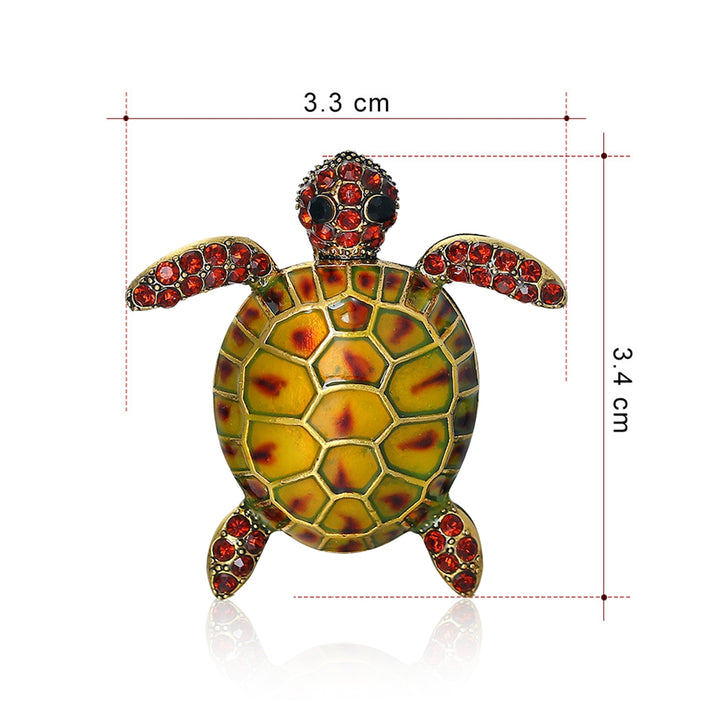 Sea Turtle Brooch Oil-dripping Rhinestone Animal Shape Retro Personality Gift Alloy Women Men Business Suit Lapel Pin Image 8