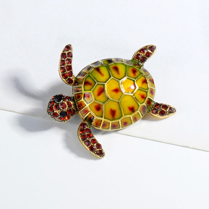 Sea Turtle Brooch Oil-dripping Rhinestone Animal Shape Retro Personality Gift Alloy Women Men Business Suit Lapel Pin Image 9