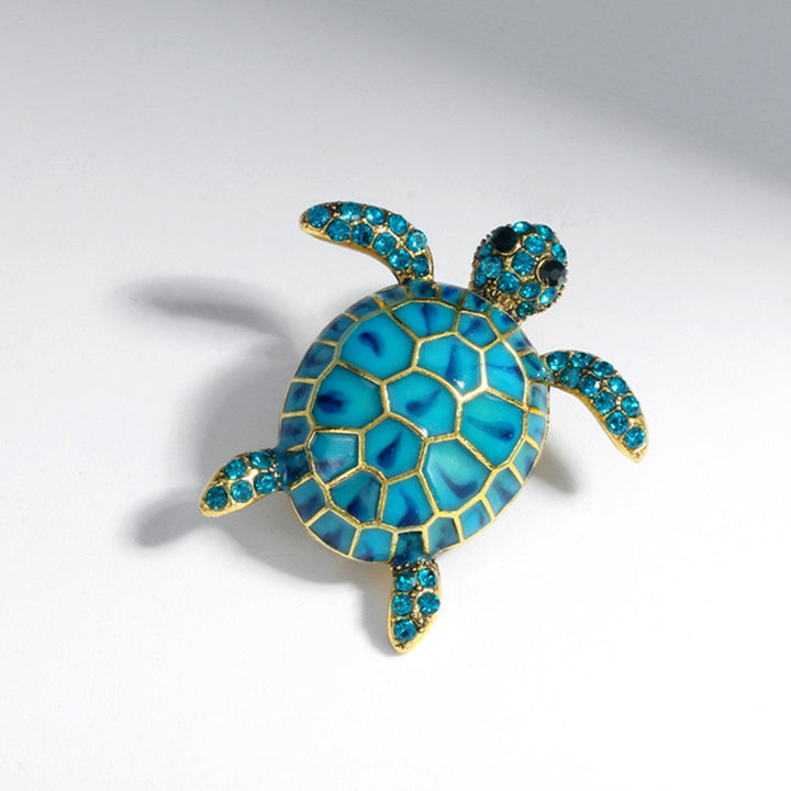 Sea Turtle Brooch Oil-dripping Rhinestone Animal Shape Retro Personality Gift Alloy Women Men Business Suit Lapel Pin Image 11