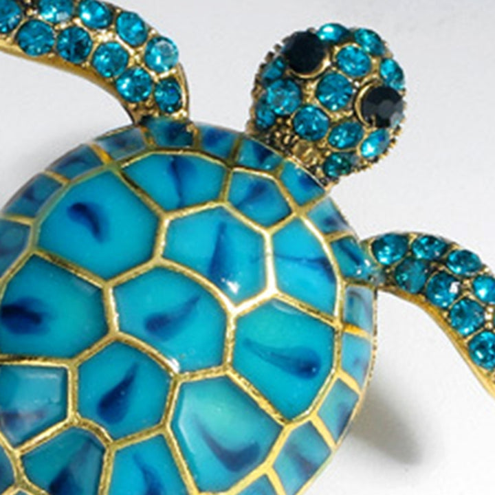 Sea Turtle Brooch Oil-dripping Rhinestone Animal Shape Retro Personality Gift Alloy Women Men Business Suit Lapel Pin Image 12