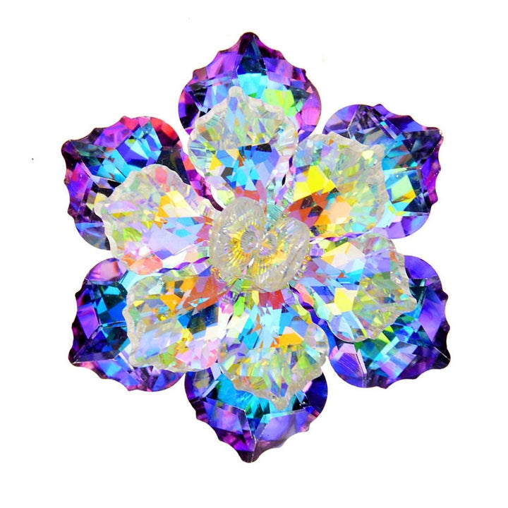 Bride Brooch Flower Shape Reflective Shiny Colorful Faux Crystal Evening Dress Chest Corsage Multidimensional Shining Image 4