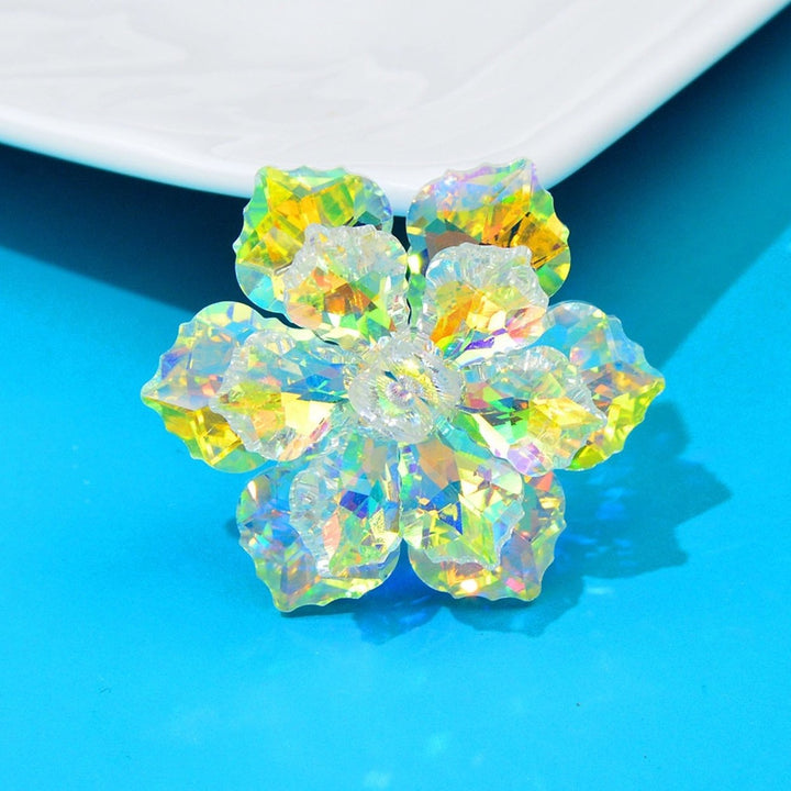 Bride Brooch Flower Shape Reflective Shiny Colorful Faux Crystal Evening Dress Chest Corsage Multidimensional Shining Image 12